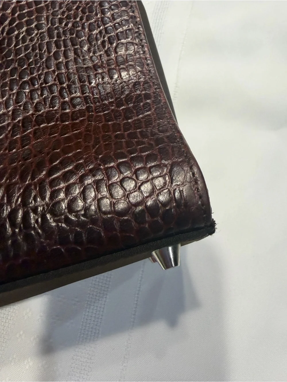 Vintage Giani Bernini Burgundy Croc-Embossed Leather Tote Bag – Silver H Hardwar